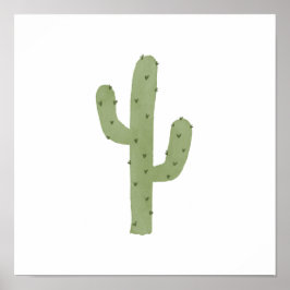 Eenvoudige Boho Waterverf Green Cactus Poster