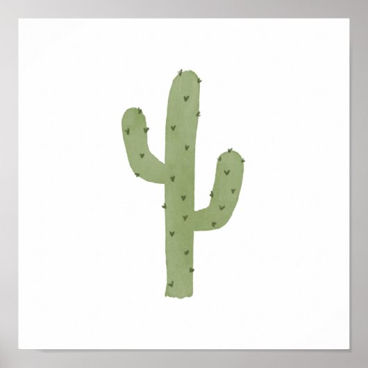 Eenvoudige Boho Waterverf Green Cactus Poster (Voorkant)