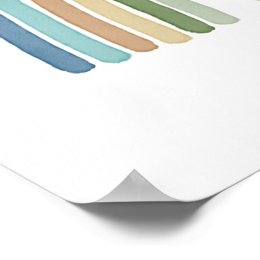 Eenvoudige Boho Waterverf Rainbow Blue Poster (Hoek)