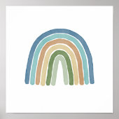 Eenvoudige Boho Waterverf Rainbow Blue Poster (Voorkant)