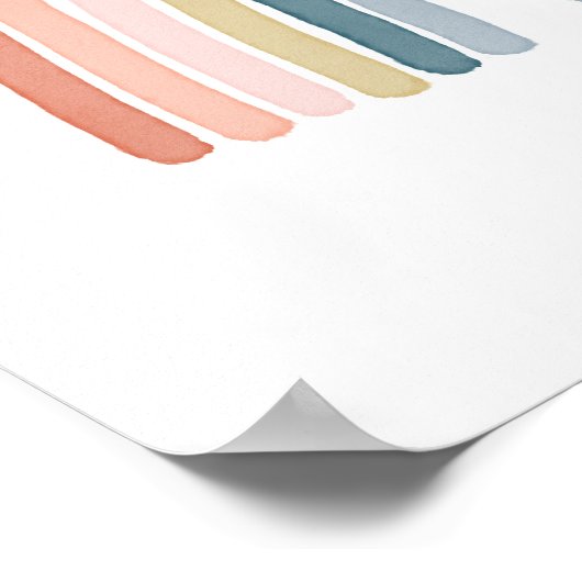 Eenvoudige Boho Waterverf Rainbow Coral Poster (Hoek)
