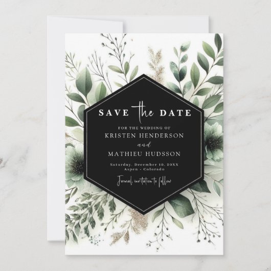 Eenvoudige Boho Waterverf Sage Green Wedding Save The Date (Voorkant)