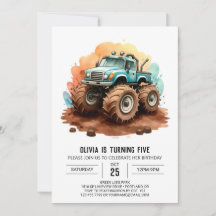 Eenvoudige Boho Wielen Monster Truck Verjaardag