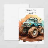 Eenvoudige Boho Wielren Monster Truck Verjaardag Bedankkaart (Voorkant / Achterkant)