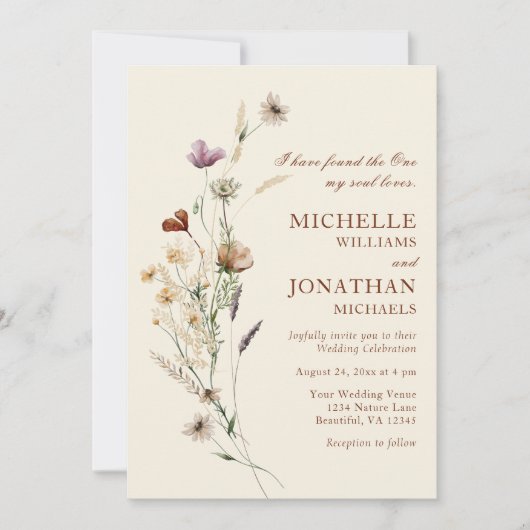 Eenvoudige Boho Wildbloemen Bloemen Christelijke b Kaart (Voorkant)