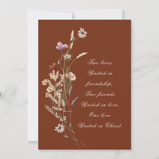 Eenvoudige Boho Wildbloemen Bloemen Christelijke b Kaart (Achterkant)