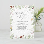 Eenvoudige Boho Wildbloemen Huwelijksreceptie Kaart (Staand voorkant)