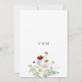 Eenvoudige Boho Wildbloemen Huwelijksreceptie Kaart (Achterkant)