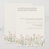 Eenvoudige Boho Wilde Bloem Beige Trouw Uitnodigin Kaart (Voorkant / Achterkant)