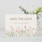 Eenvoudige Boho Wilde Bloem Bewaar De Datum Trouwk Save The Date (Staand voorkant)