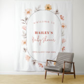 Eenvoudige Boho Wilde Bloem Frame Welkom Baby Show Wandkleed (In situ)