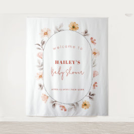 Eenvoudige Boho Wilde Bloem Frame Welkom Baby Show Wandkleed