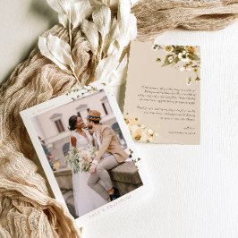 Eenvoudige Boho Wilde Bloemen | Foto Bruiloft Beda Bedankkaart