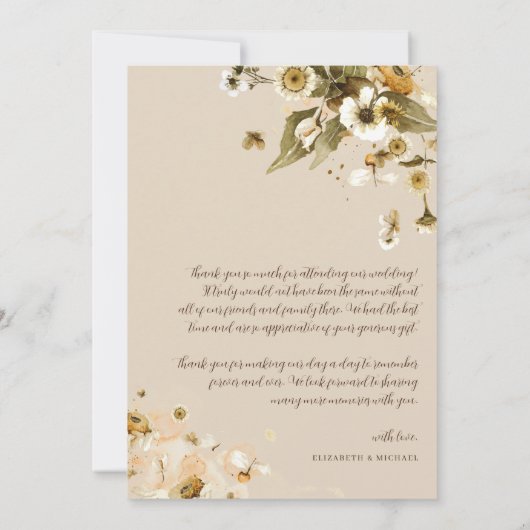 Eenvoudige Boho Wilde Bloemen | Foto Trouw Dankjew Bedankkaart (Achterkant)