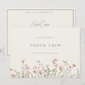 Eenvoudige Boho Wildflower Beige Bachelor Party Ka Kaart (Voorkant / Achterkant)