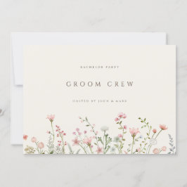 Eenvoudige Boho Wildflower Beige Bachelor Party Ka Kaart