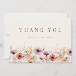 Eenvoudige Boho Wildflower Beige Dank je Kaart