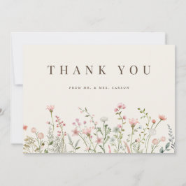 Eenvoudige Boho Wildflower Beige Dank je Kaart