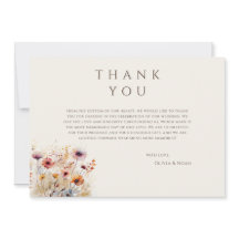 Eenvoudige Boho Wildflower Beige Dank u Kaart