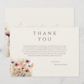 Eenvoudige Boho Wildflower Beige Dank u Kaart (Voorkant / Achterkant)