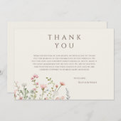 Eenvoudige Boho Wildflower Beige Dank u Kaart (Voorkant / Achterkant)