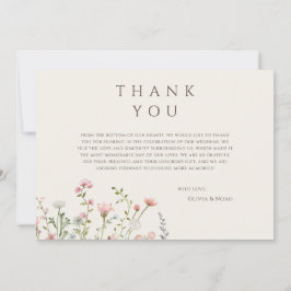 Eenvoudige Boho Wildflower Beige Dank u Kaart