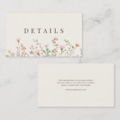 Eenvoudige Boho Wildflower Beige Details Informatiekaartje (Voorkant / Achterkant)