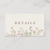 Eenvoudige Boho Wildflower Beige Details Informatiekaartje (Voorkant)
