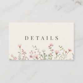 Eenvoudige Boho Wildflower Beige Details Informatiekaartje