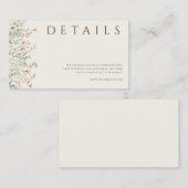 Eenvoudige Boho Wildflower Beige Details Informatiekaartje (Voorkant / Achterkant)