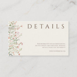 Eenvoudige Boho Wildflower Beige Details Informatiekaartje