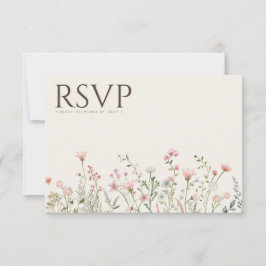 Eenvoudige Boho Wildflower Beige RSVP Bruiloft Kaa Kaartje