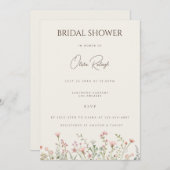 Eenvoudige Boho Wildflower Beige Vrijgezellenfeest Kaart (Voorkant / Achterkant)