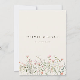 Eenvoudige Boho Wildflower Bewaar de datum Bruilof Aankondiging