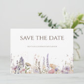 Eenvoudige Boho Wildflower Bewaar de datum Bruilof Save The Date (Staand voorkant)