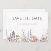 Eenvoudige Boho Wildflower Bewaar de datum Bruilof Save The Date (Voorkant / Achterkant)