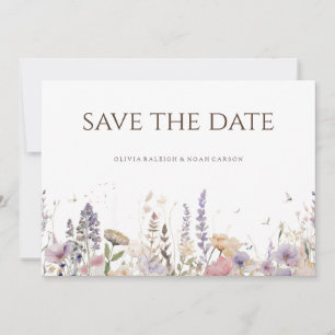 Eenvoudige Boho Wildflower Bewaar de datum Bruilof Save The Date
