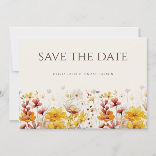 Eenvoudige Boho Wildflower Bewaar de datum Bruilof Save The Date (Voorkant)