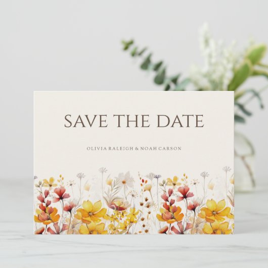 Eenvoudige Boho Wildflower Bewaar de datum Bruilof Save The Date (Staand voorkant)