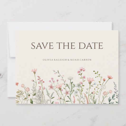 Eenvoudige Boho Wildflower Bewaar de datum Bruilof Save The Date (Voorkant)