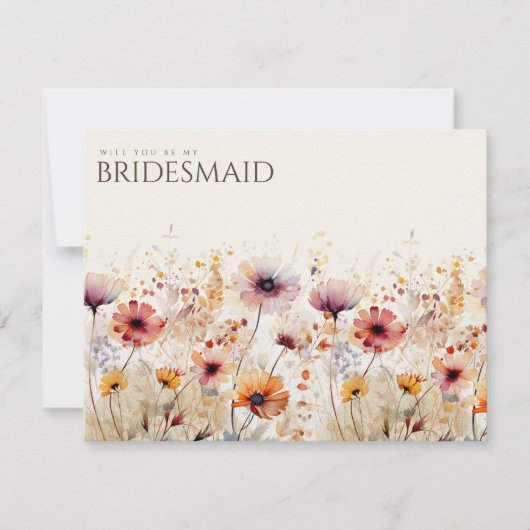 Eenvoudige Boho Wildflower Bruidsmeisje voorstel K Save The Date (Voorkant)