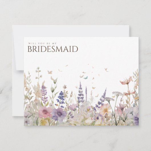 Eenvoudige Boho Wildflower Bruidsmeisje voorstel K Save The Date (Voorkant)