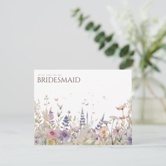 Eenvoudige Boho Wildflower Bruidsmeisje voorstel K Save The Date (Staand voorkant)