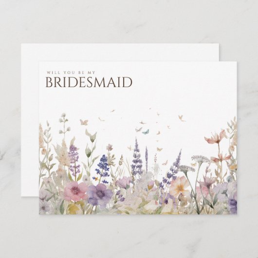 Eenvoudige Boho Wildflower Bruidsmeisje voorstel K Save The Date (Voorkant / Achterkant)