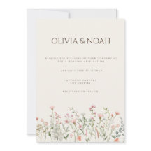 Eenvoudige Boho Wildflower bruiloft uitnodiging Ka