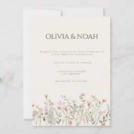 Eenvoudige Boho Wildflower bruiloft uitnodiging Ka