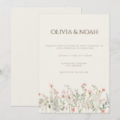 Eenvoudige Boho Wildflower bruiloft uitnodiging Ka (Voorkant / Achterkant)