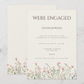 Eenvoudige Boho Wildflower Engagement Party Uitnod Kaart (Voorkant / Achterkant)