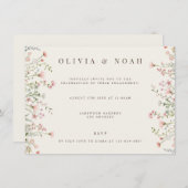 Eenvoudige Boho Wildflower Engagement Party Uitnod Kaart (Voorkant / Achterkant)