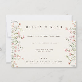 Eenvoudige Boho Wildflower Engagement Party Uitnod Kaart